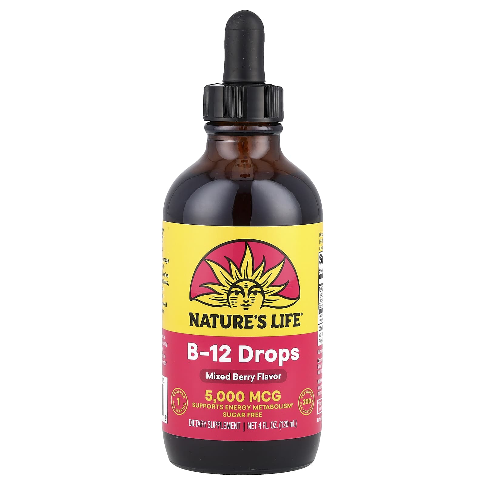 

Nature s Life, B-12 Drops, Mixed Berry Flavor, 5,000 mcg, 4 fl oz (120 ml)
