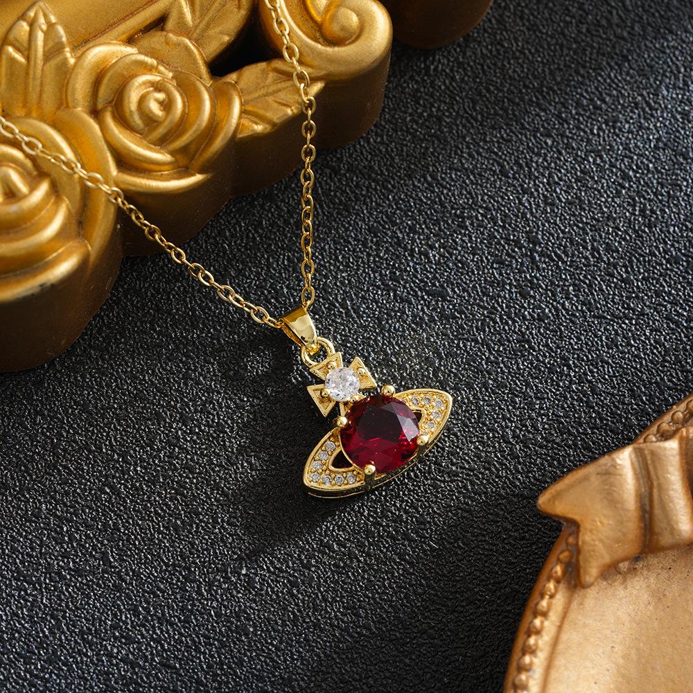 Europeisk & Amerikansk Lyx Zirkon Universum Saturnus Halsband