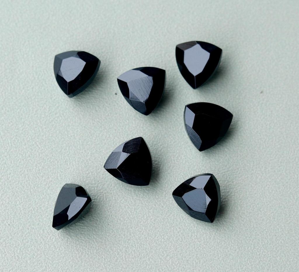 Natural Black Onyx Trillion Faceted Gemstone | Trillion Cut Black Onyx Loose Stone