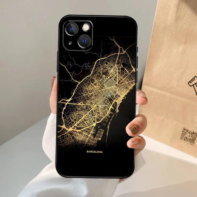 Paris London Amsterdam City Maps Case For iPhone 16 15 14 13 12 11 Pro Max XS XR X Plus 12 13 Mini Bumper Back Cover