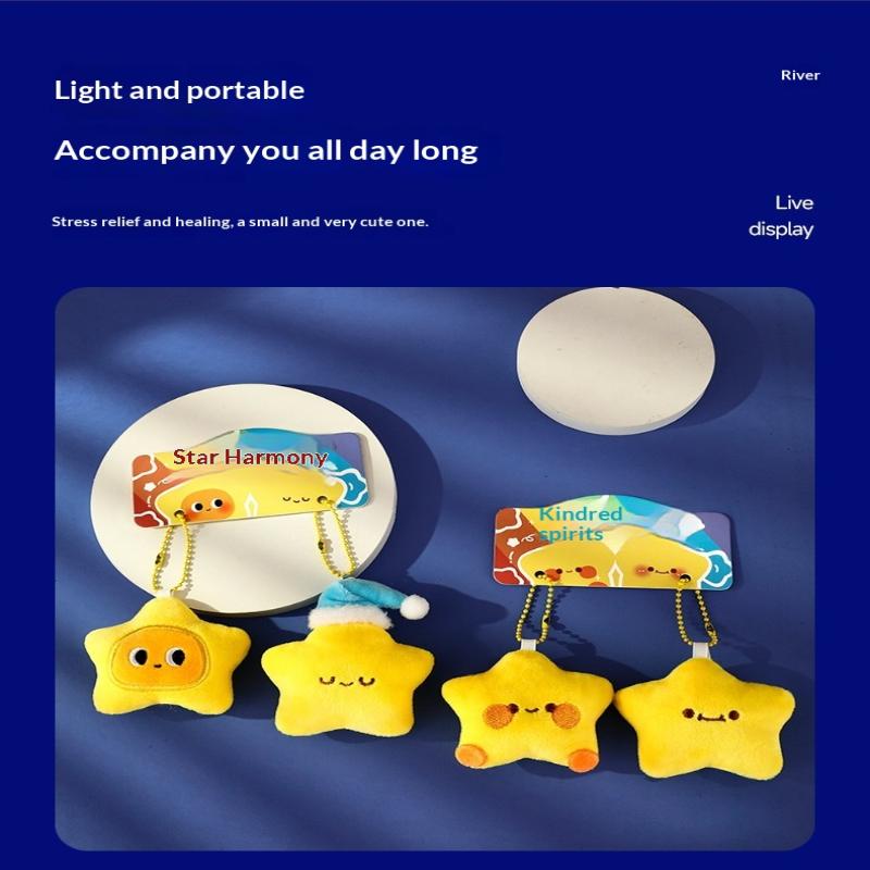 Cute Plush Stars Keychain Fluffy Soft Fun Backpack Bag Pendant Practical Kawaii Yellow Charms Gifts For Kids Jewelry Accessories
