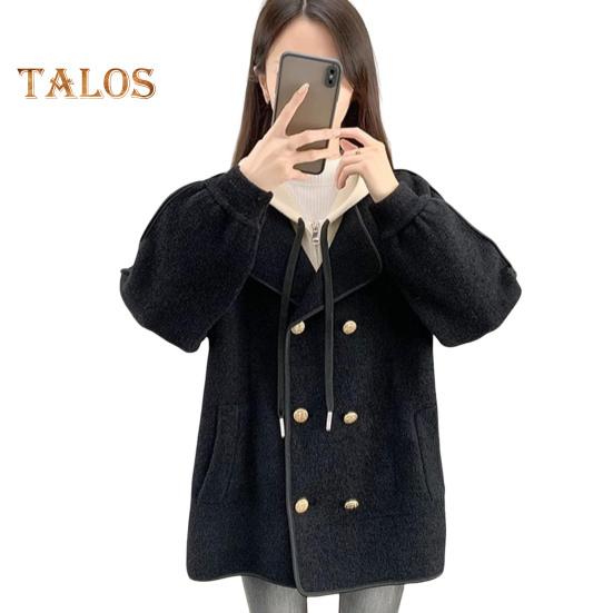 

Женская куртка, имитация двухкомпонентного двубортного кардигана с завязками и длинными рукавами, контрастного цвета, повседневная верхняя одежда для школы и поездок на работу S чёрный