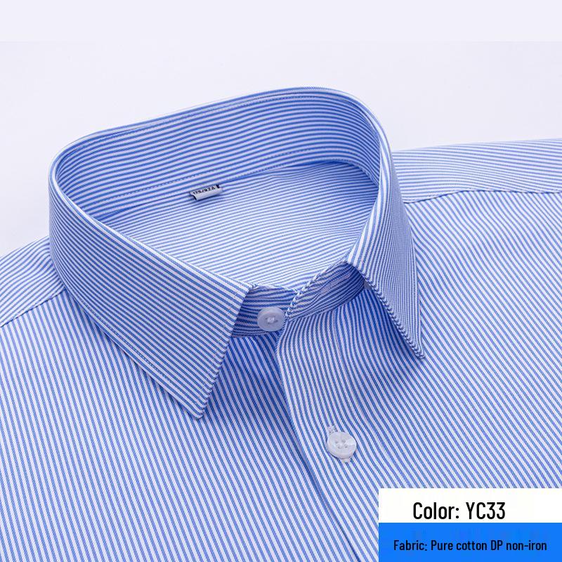 2026 Spring Men's Non-Iron Double-Ply Pure Cotton Long-Sleeve Formal Shirt