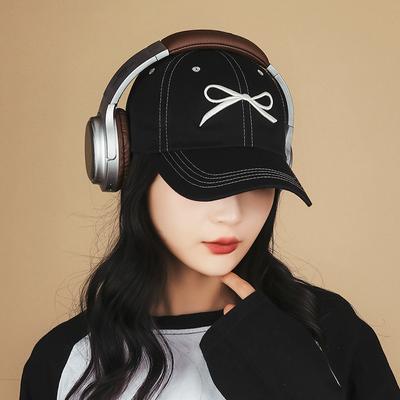 Color Matching Embroidery Three-Dimensional Bow Cap Spring Autumn Sunshade Women Baseball Cap