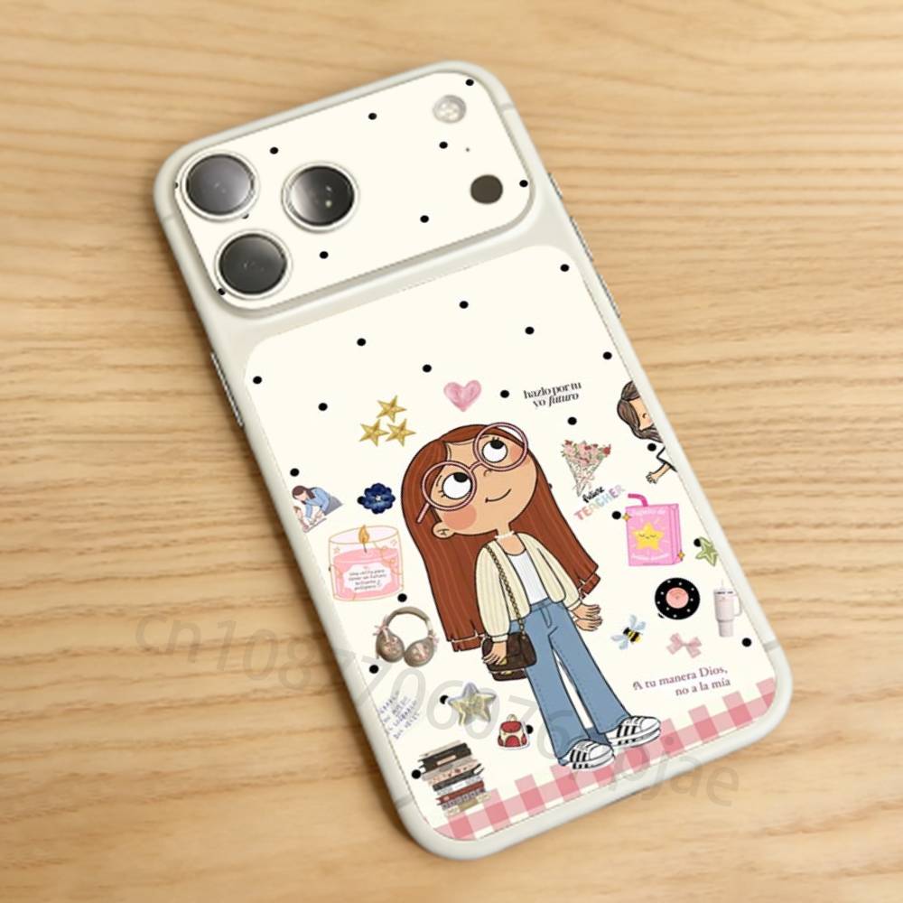

Cartoon Cute Girl For iPhone 17proMax/17pro Full Cover Decal Skin Wrap Colorful Rear Protective Sticker Film SJTZ-17P