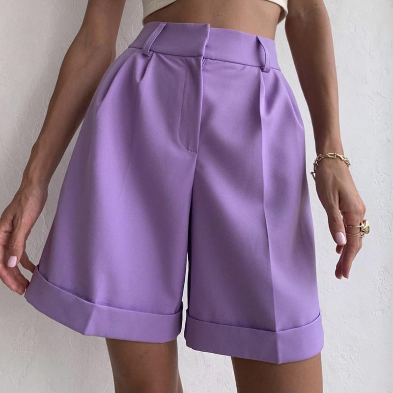 Hirsionsan High Waist Shorts Women 2021 New Summer Casual Elegant Soft Pants with Sashes Loose Shorts with Pockets for Ladies