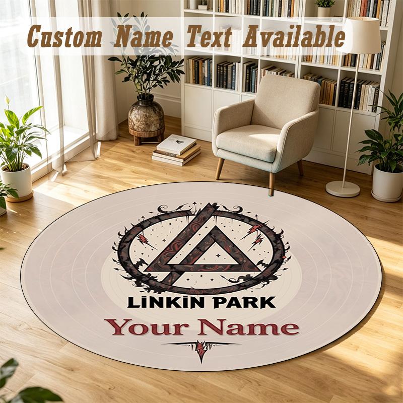 Round Rug Custom NameLinkin Park Pattern Non Slip Carpet Home Floor Decor
