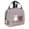 LDU Miffy Lunch Bag, Black, Insulated Lunch Box with Zipper, Compact, Soft Cooler Bag