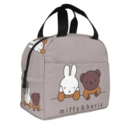 LDU Miffy Lunch Bag, Black, Insulated Lunch Box with Zipper, Compact, Soft Cooler Bag