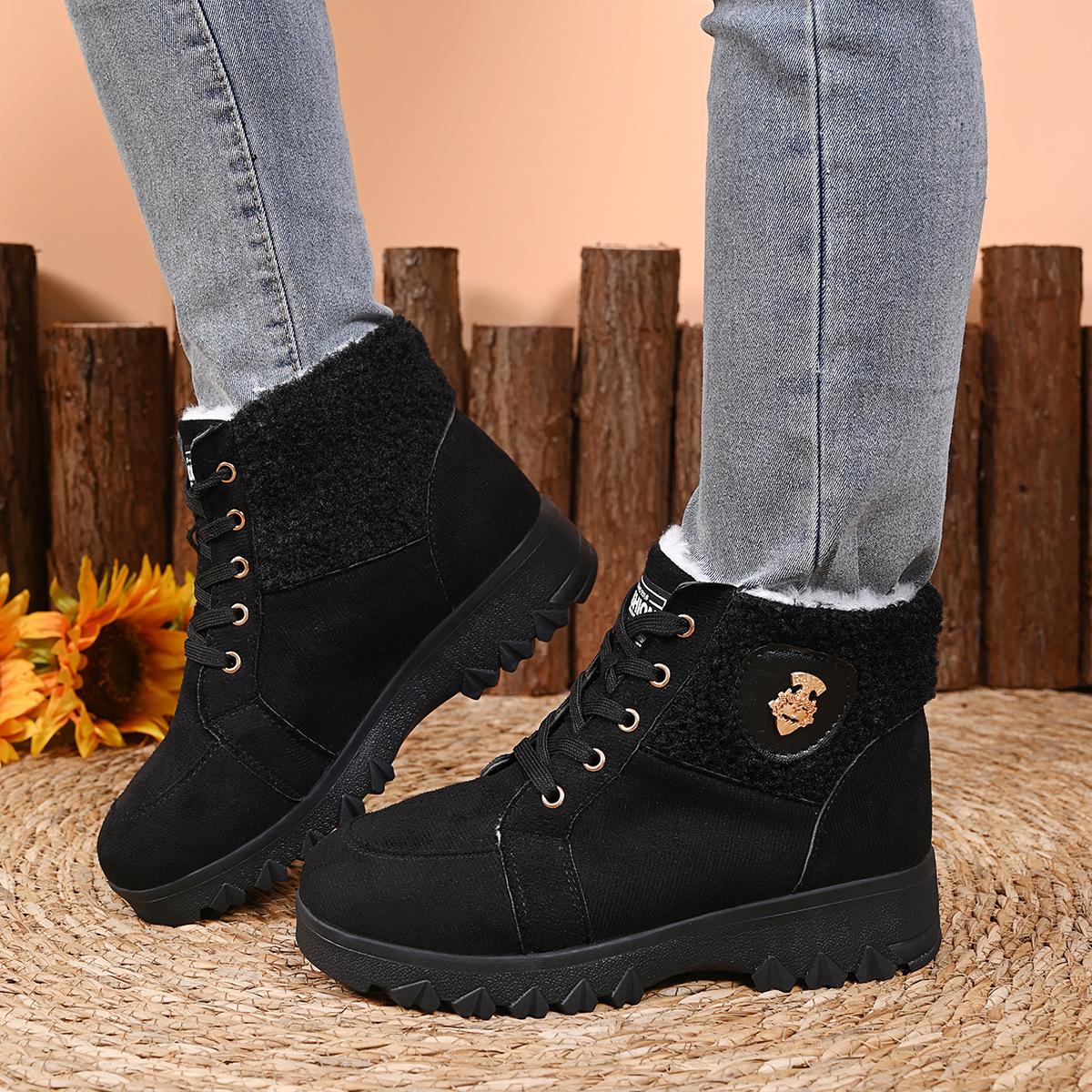

Women s Lightweight Comfortable Cold Warm Padded Snow Boots Non-slip Wear-resistant Outdoor Casual Sneakers Martin Cotton Boots 41