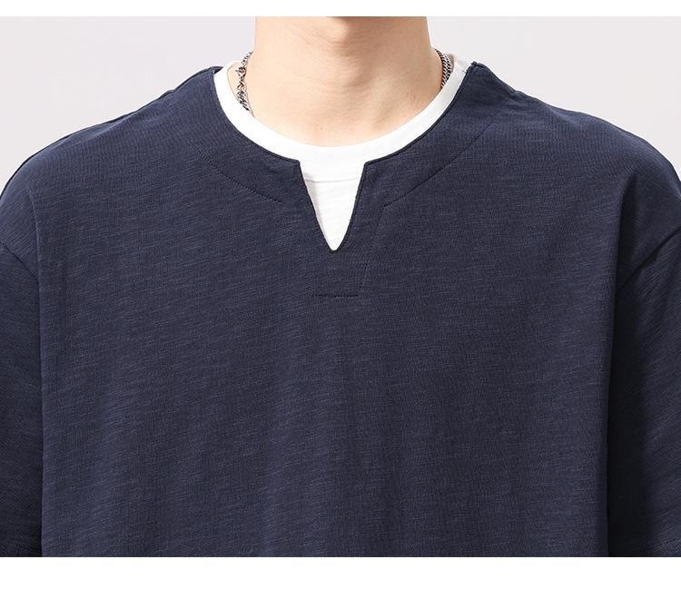 Men's Summer Two-In-One Bamboo Cotton Faux Layer T-Shirt