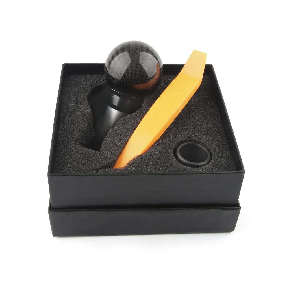 

Универсальная ручка переключения передач из углеродного волокна с круглым шариком, совместимая с замком/кнопкой автоматической коробки передач, автомобильные аксессуары чёрный