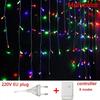 Outdoor Decoration 4m Droop 0.4-0.6m Curtain Icicle Led String Lights 220V EU Plug Garden Xmas Garland Decorative Lights