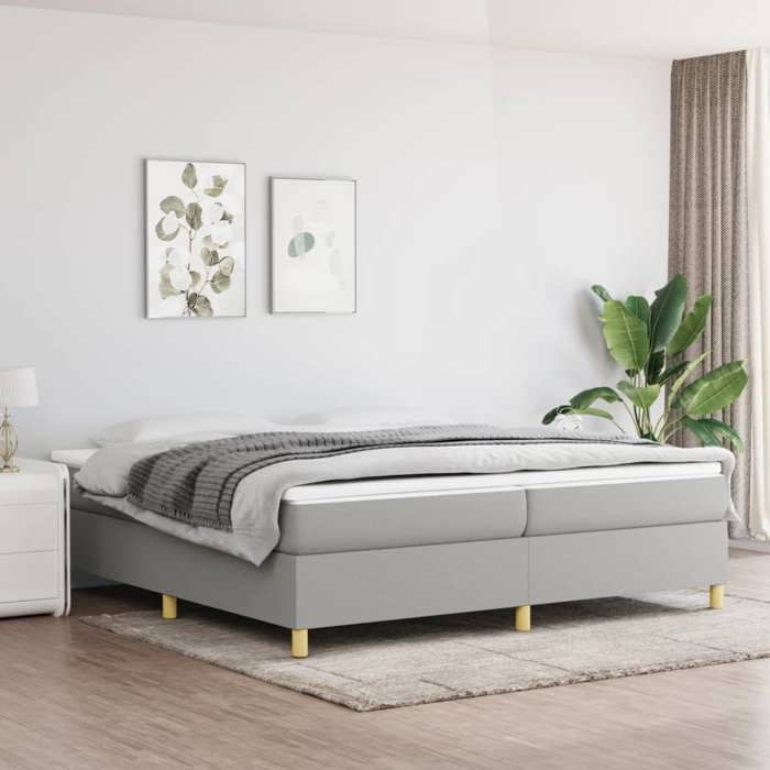 Maison Exclusive - Sommier à lattes de lit avec matelas Gris clair 200x200cm Tissu