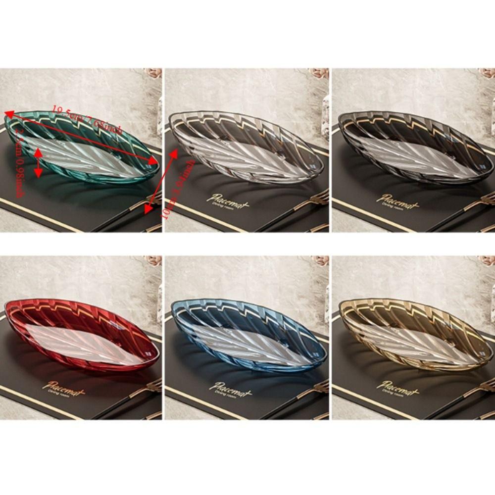 Large Capacity Leaf Shape Snack Serving Dish Transparent Fruit Plate Bone-spitting Plate Nut