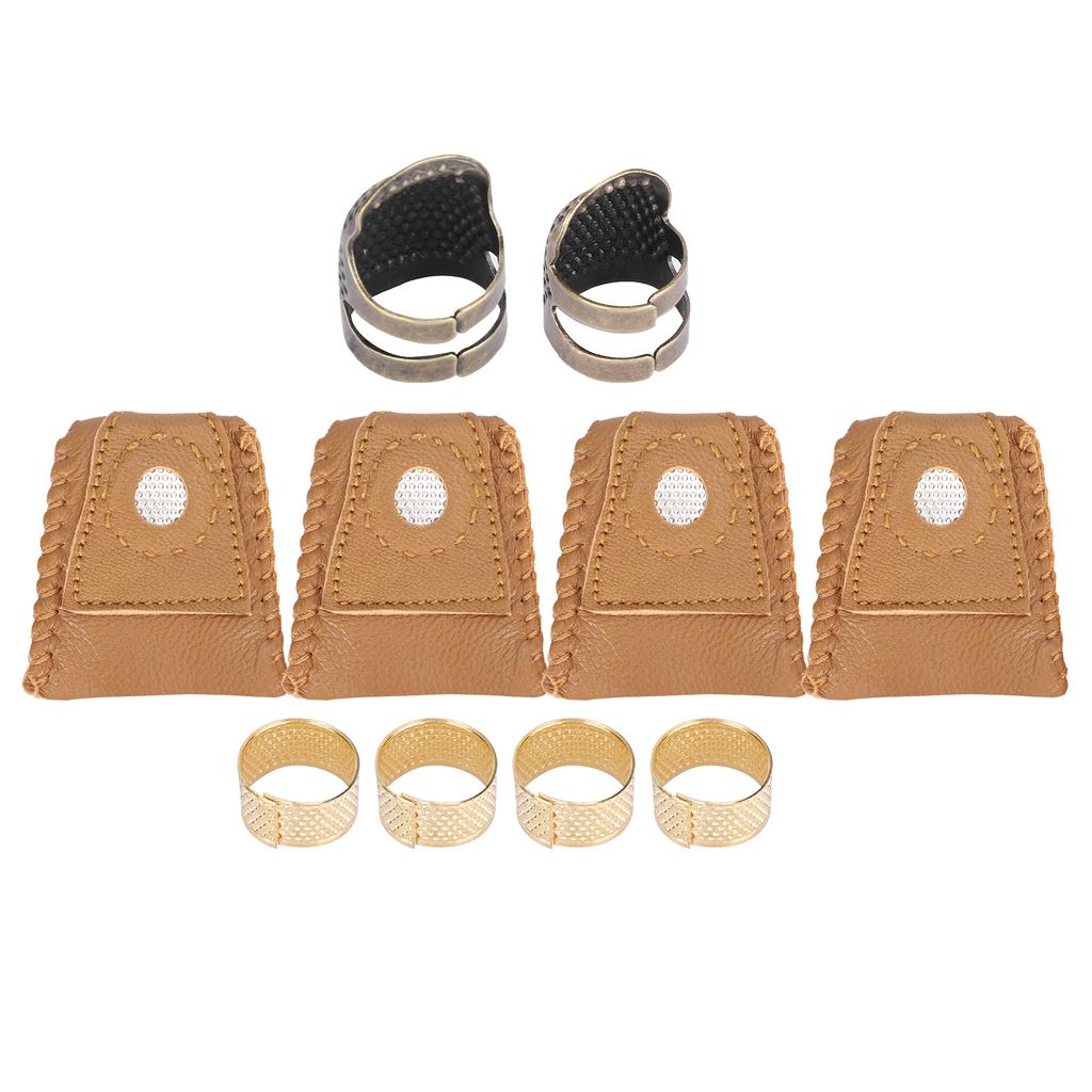 Adjustable Sewing Thimble Brass Sheepskin Fingers Protection Set Handcraft Supplies Accessory
