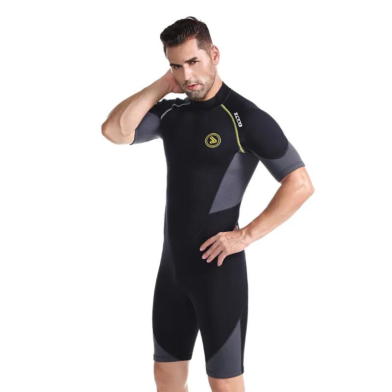 Neoprene Wetsuit Men Short Sleeve Scuba Diving Suit Snorkeling Spearfishing Swimsuit Surfing Sunproof One Piece