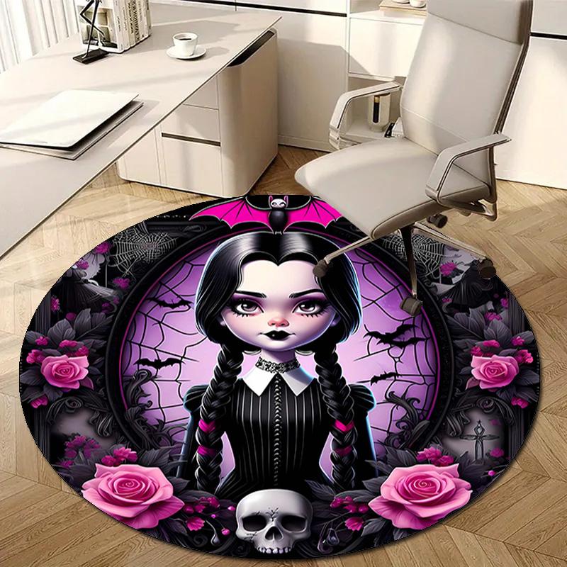1pc Addams Family Wednesday3 Design Printed Area Round Carpet for Bedroom Living Room Home Decor Rugs Mat Non Slip Mat Rug for Bedside