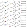 Curved Stainless Steel Rhinestone Nose Studs, L-Shaped Piercing Jewelry, 10-Pack