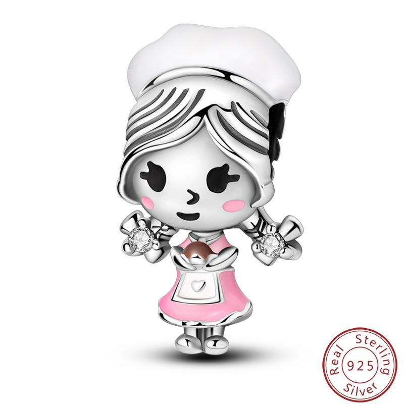 Character Series 925 Silver Sports Cooking Cute Boys And Girls Charms Beads 3mm DIY Fine Jewelry Making