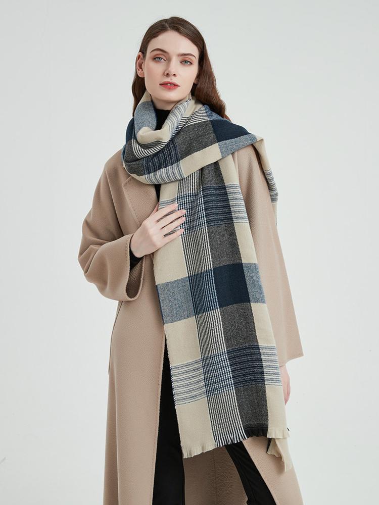 New Knitted Winter Vintage Plaid Scarf Women Men Imitation Cashmere Long Scarves Pashmina Female Neckerchief Bufanda Wrap Shawl