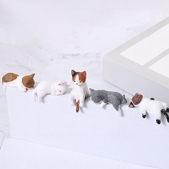5/12Pcs Mini Cat Figurine Car Dashboard Central Control Display Screen Mount Sleeping Lying Sitting Kitten Statue Animal Sculpture Ornament