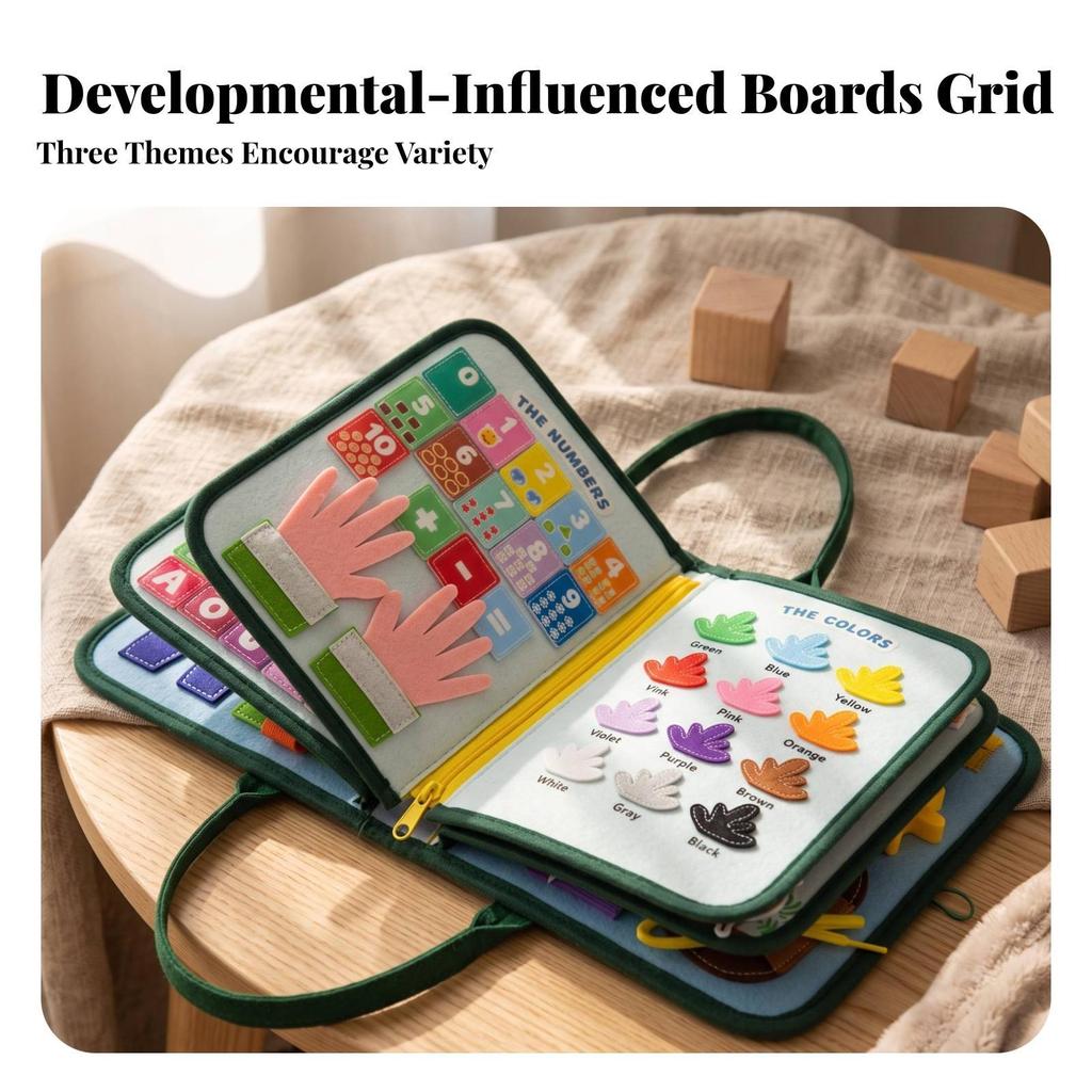 Soft Felt Learning Busy Board | Fine Motor Skills Development, Portable unfolds Design Style 1