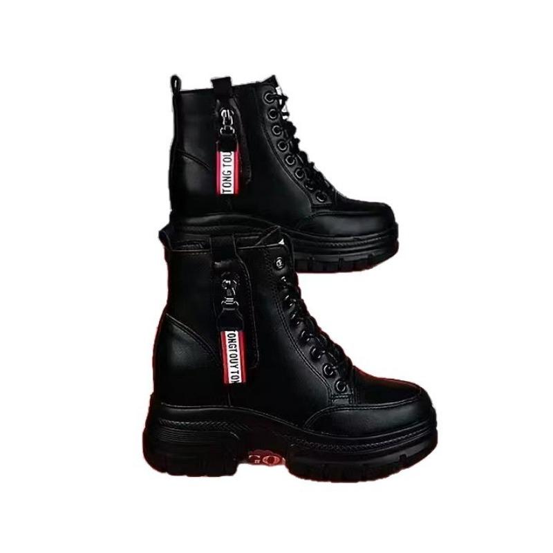 Real soft leather snow boots women's fur integrated fleece thermal cotton boots four seasons Martin boots women's thick heel leather boots
