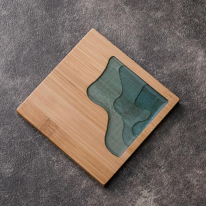 Creative Bamboo Resin Creative Classical Round Square Coasters Placemats Heat Mat Japanese Style Cup Mat Kitchen Home Decoration