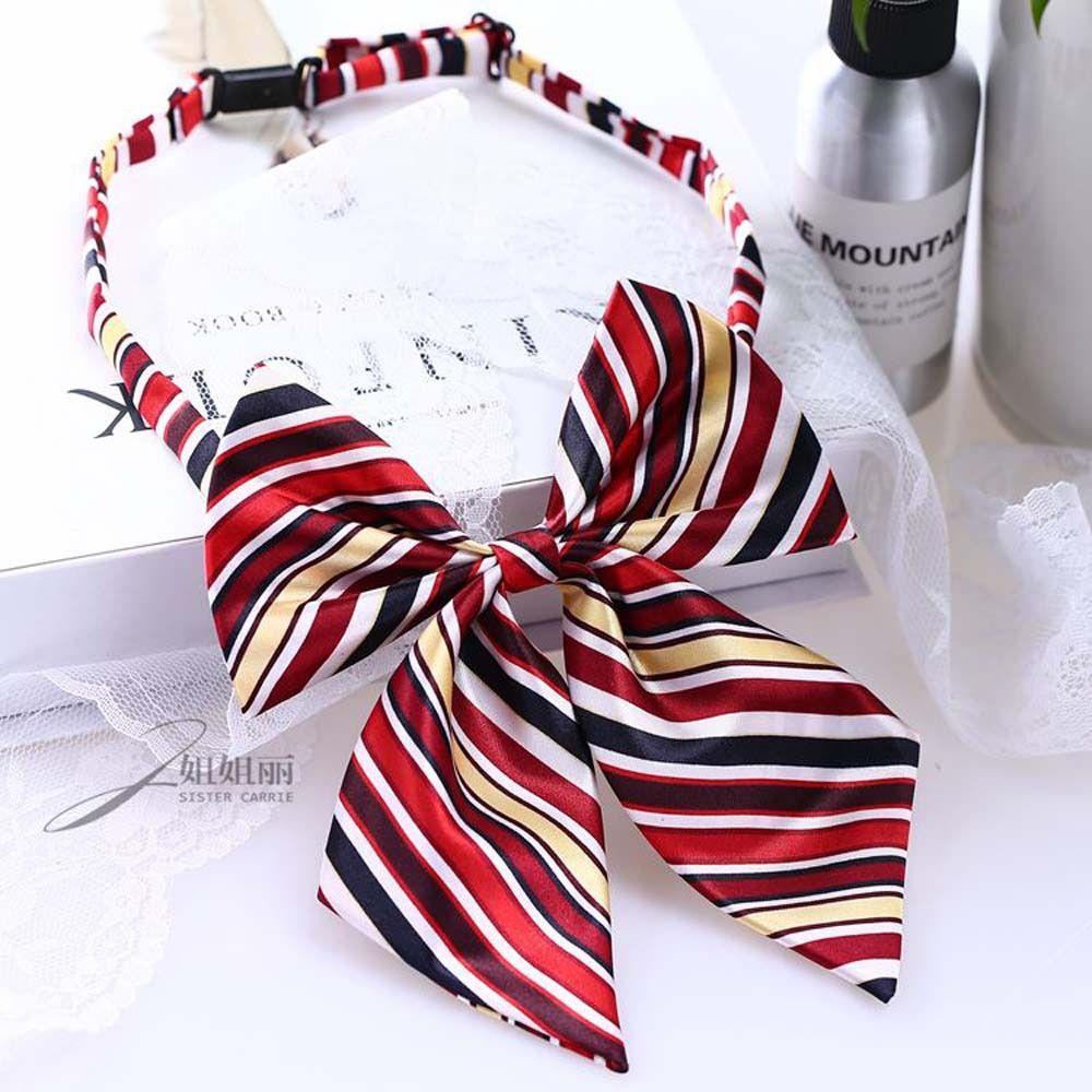 Stripe Airline Stewardess Necktie Dots School Students Neckties Adjustable Bowknot Neckties Hotel