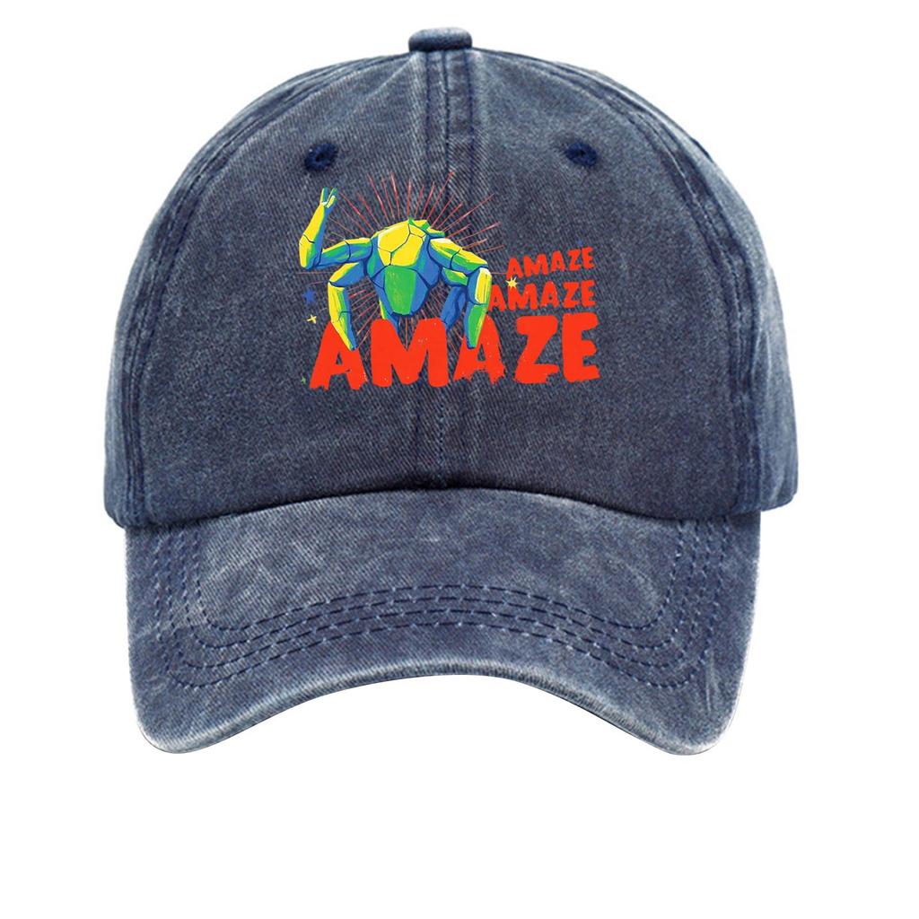 Washed Cotton Baseball Cap With Printed Distressed Soft Top Denim Hat For Men, European And American Retro Hat
