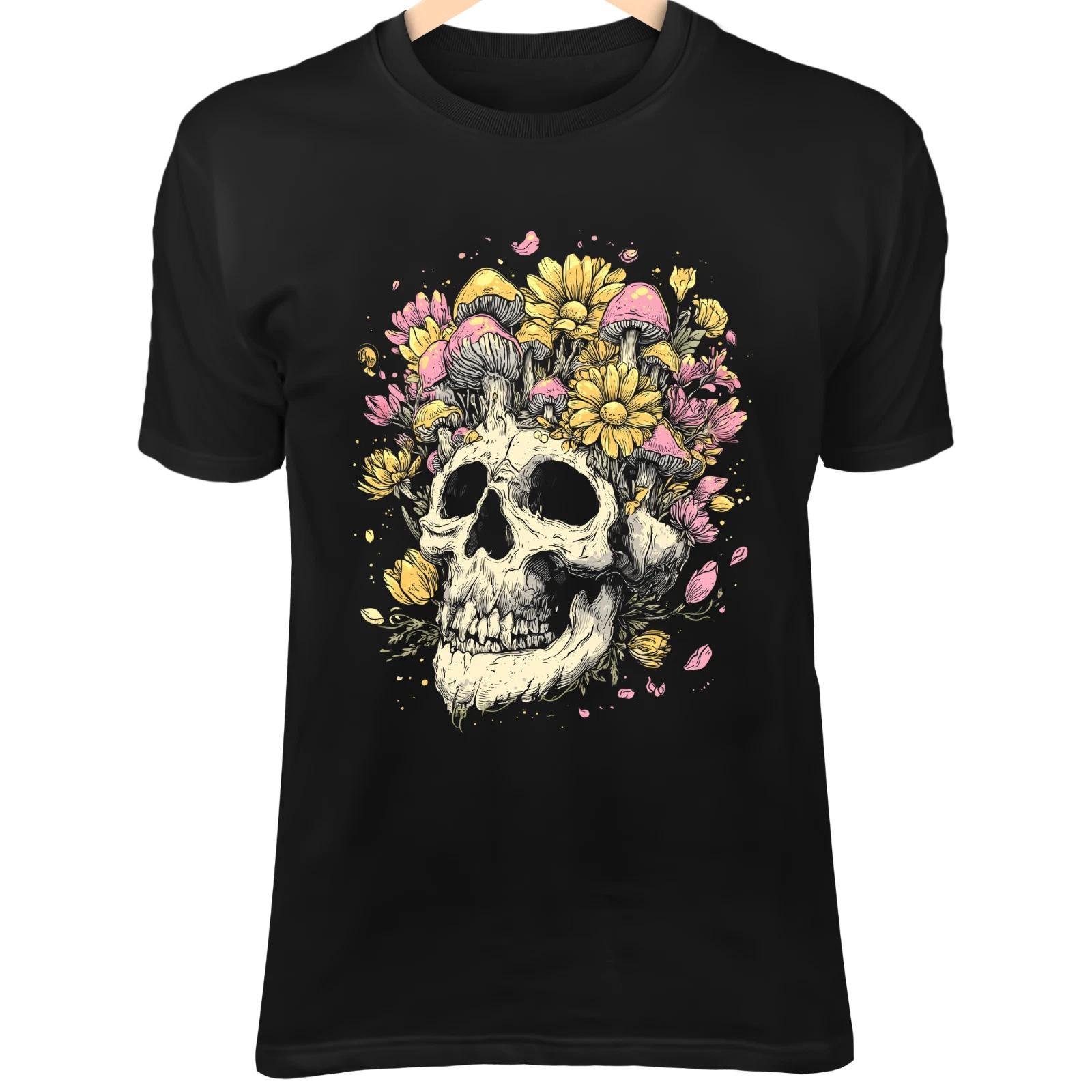 Улыбающийся Череп - Светящаяся Грибная Корона с Лепестками Маргаритки и Тюльпана Фэнтези Арт S