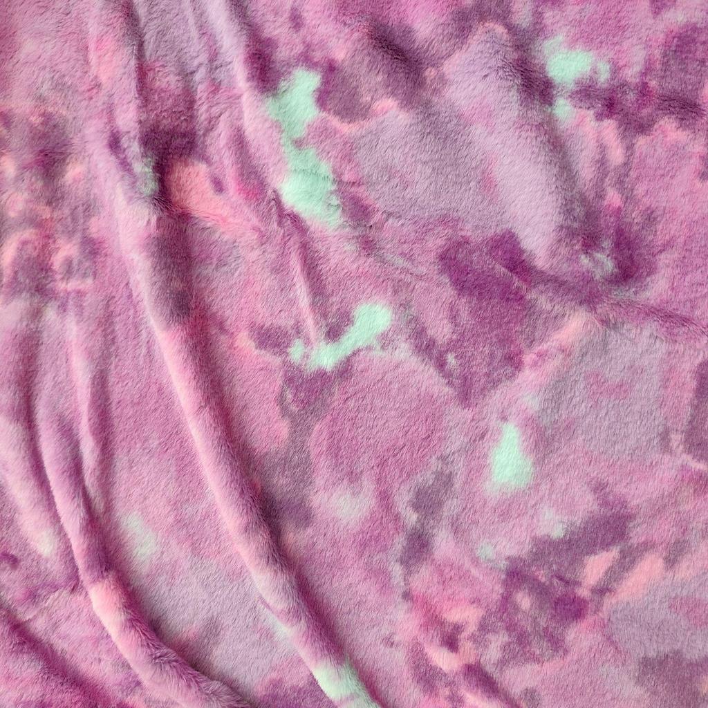 Colorful Tie-Dye Rabbit Fur Print Plush Fabric, 10mm - Ideal for Toy and Clothing Design