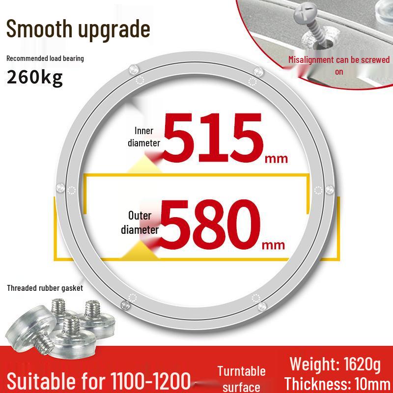 Round Marble Wooden Dining Table with Silent Aluminum Lazy Susan and Rotating Base