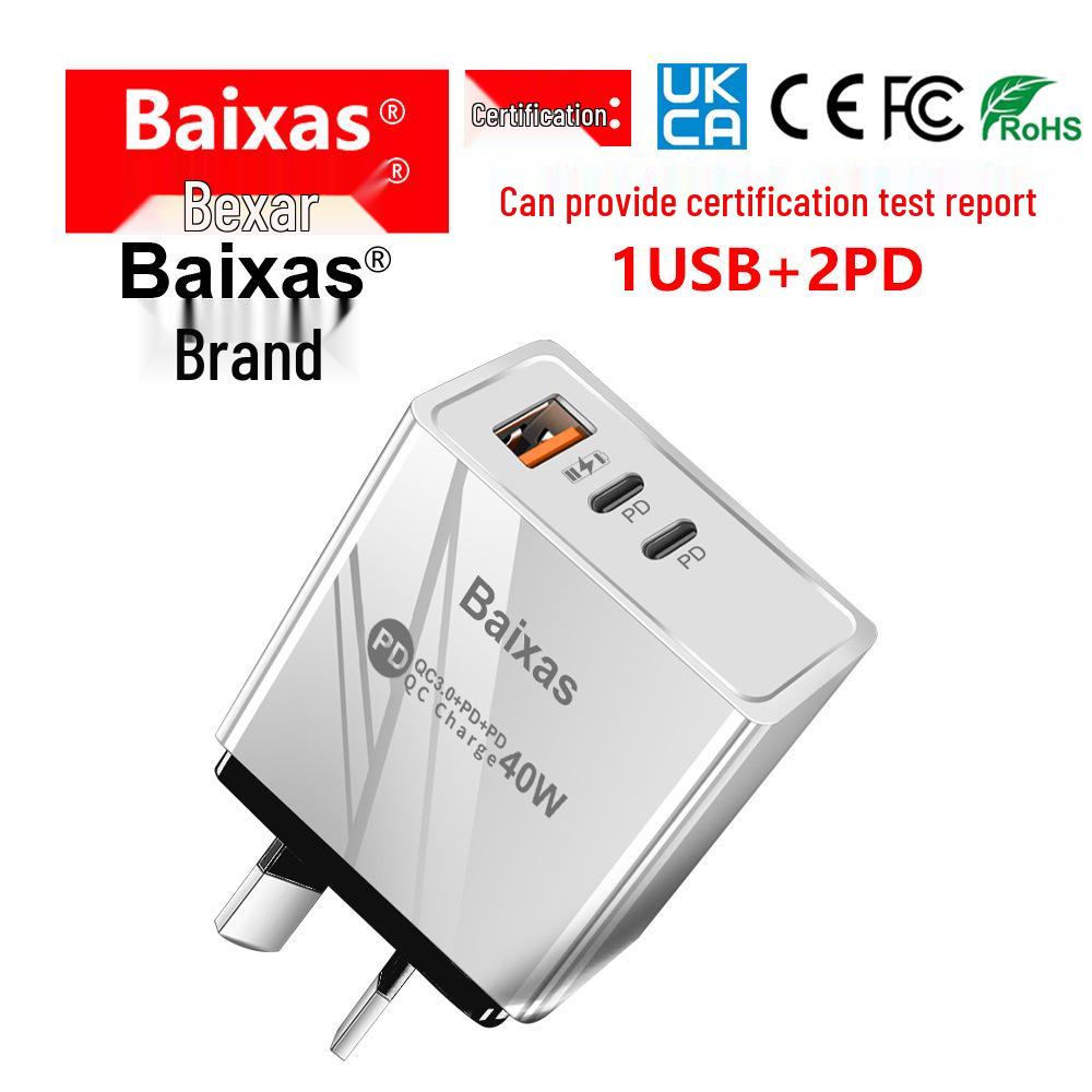 Universal Power Adapter Charger for US/EU/UK - 1U+2PD Standard.