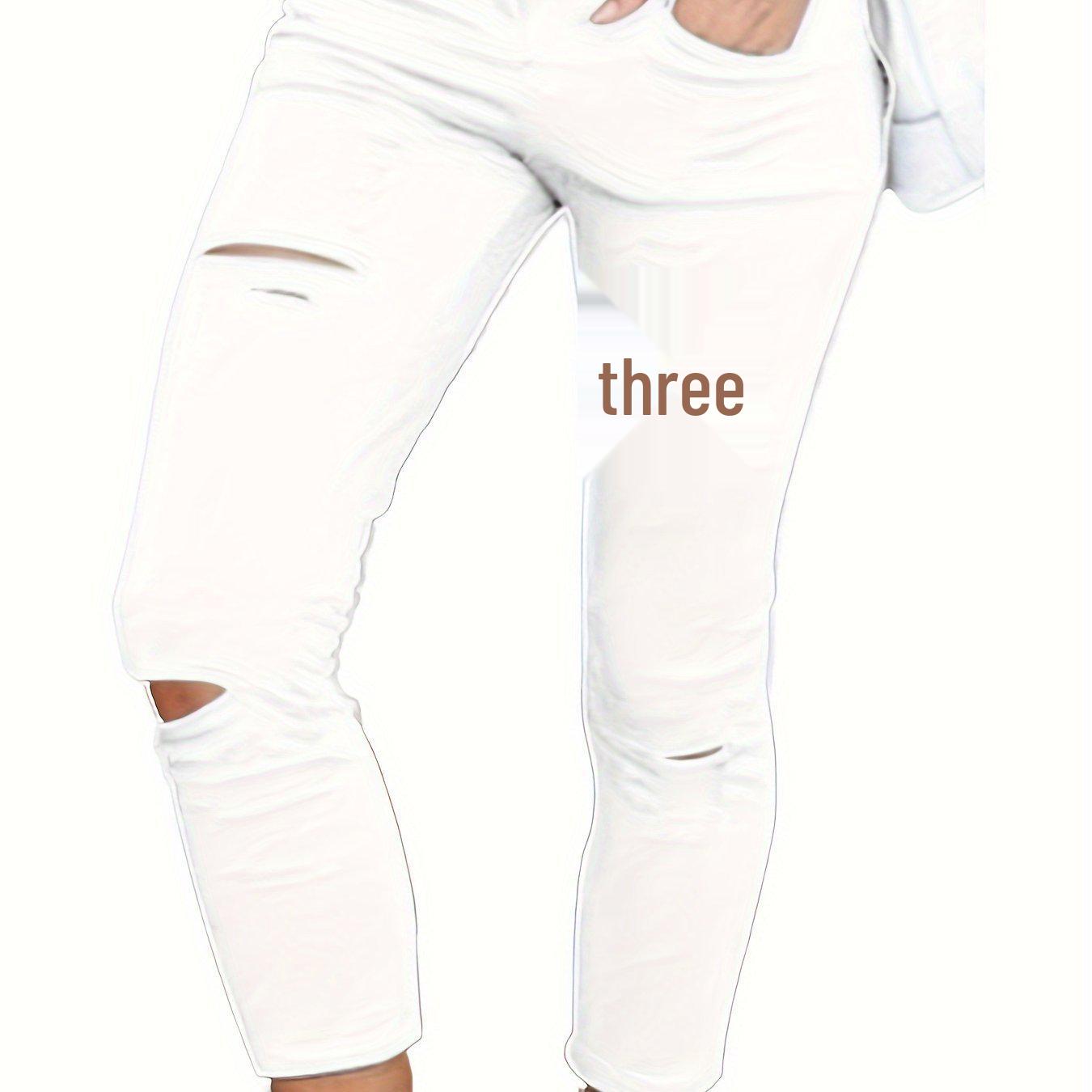 

High-Waisted Ripped Pencil Pants - New Style Large