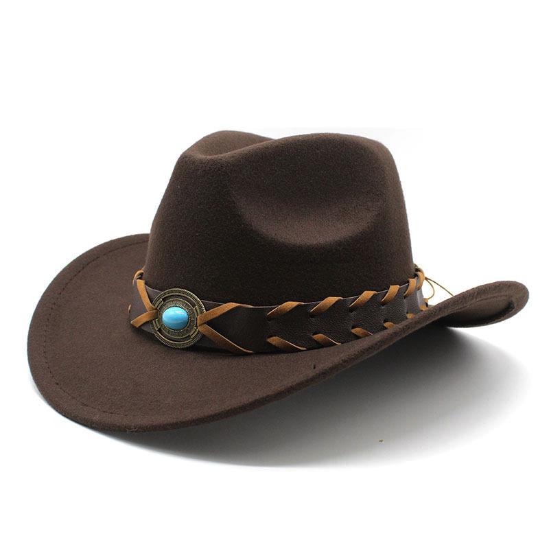 Cowboy Hat Tibetan Jazz Hat Western Cowboy Woolen Top Hat Felt Hat Retro Imitation Sheep Hat Cowboy Hat