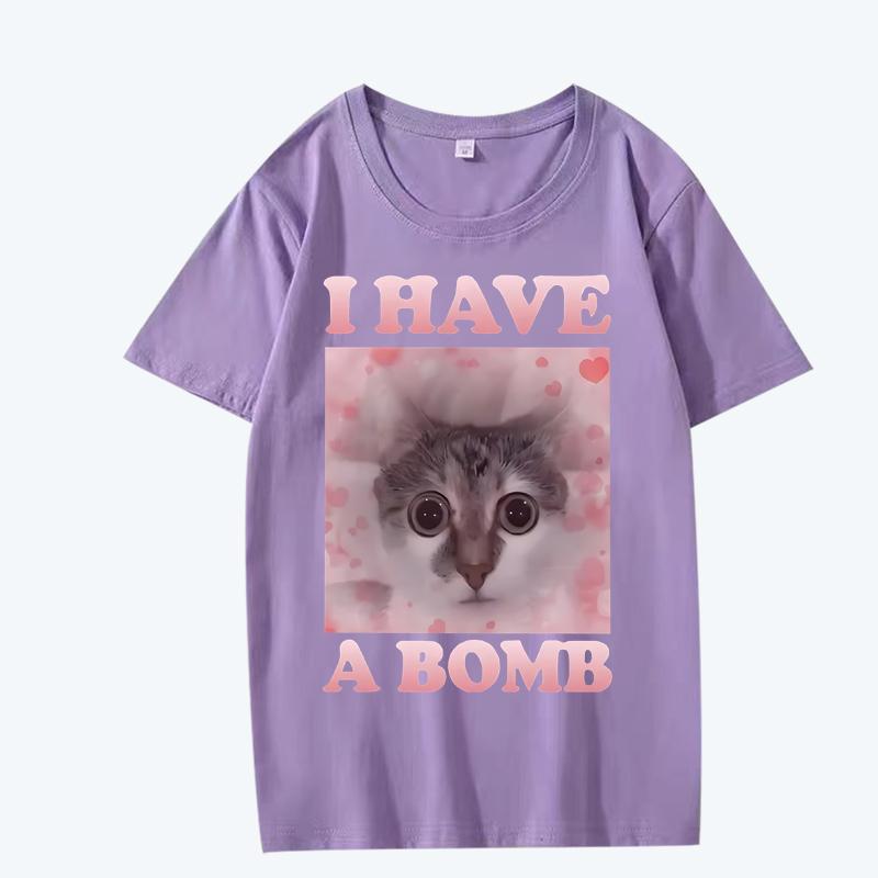 Have A Bomb Funny Cat Dank Meme T Shirt men women Oversized 100% Cotton Hot sale short sleeve Summer print Unisex plus size tops