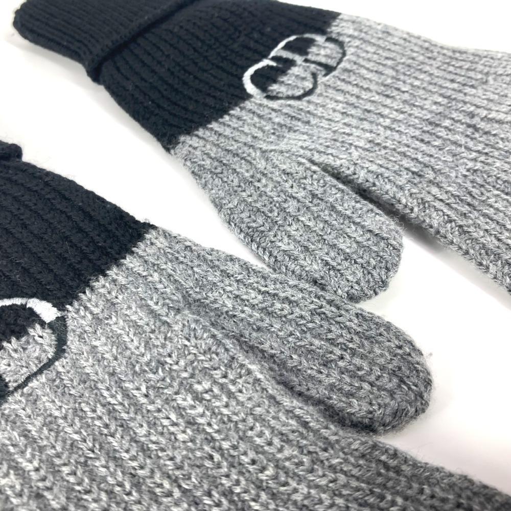 Dior 213MG01AT481 Logo CD Bicolor Accessories Gloves Wool Black/gray