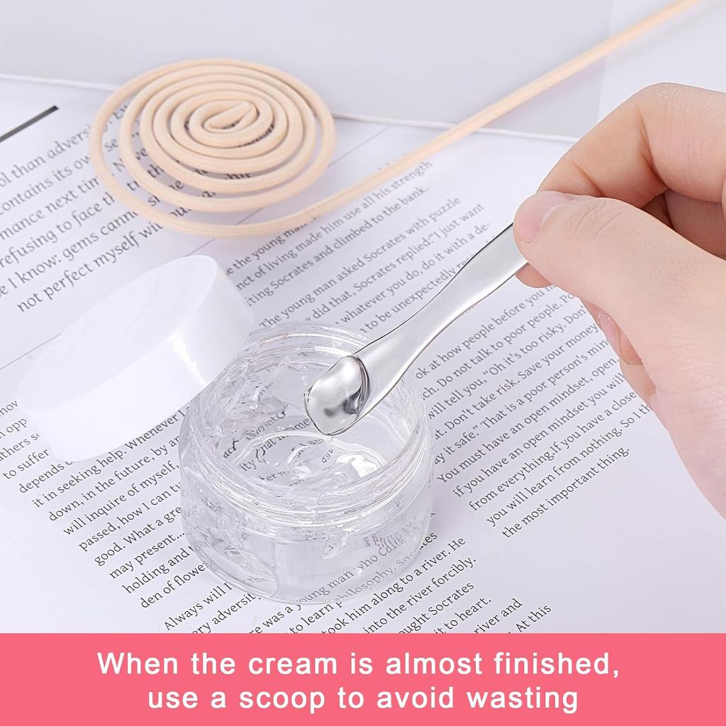 2Pcs Cosmetic Spatula, Mini Metal Makeup Spatula Reusable Cosmetic Cream Spatulas Spoon Skincare Scoop Applicator Multi-functional Facial Applicator
