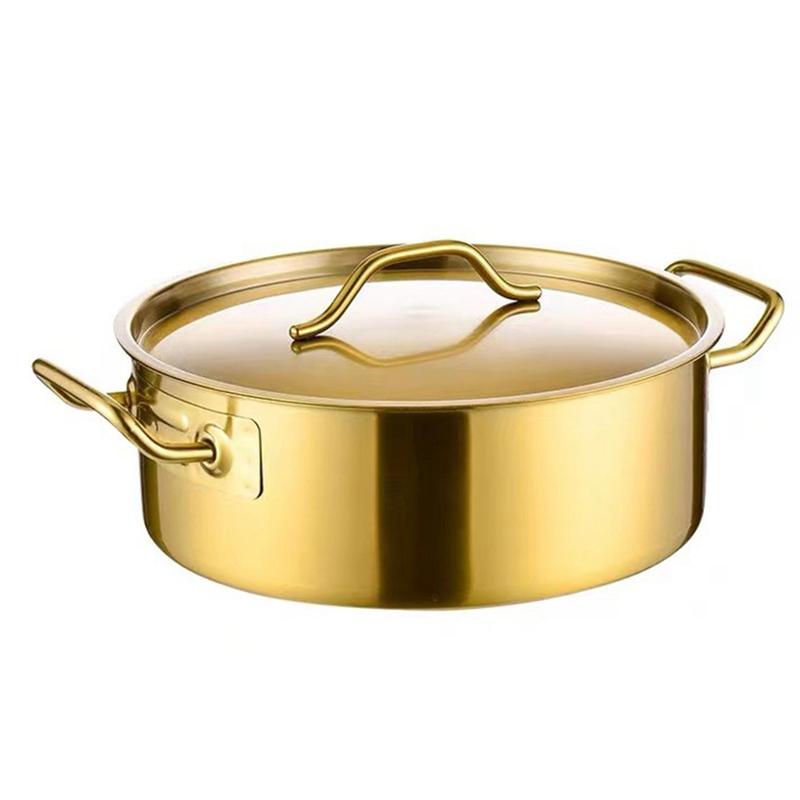 A25F-Stainless Steel Pot Double Handle Double-Handled Pot Stainless Steel Hot Pot Basin Household Hot Pot Soup Pot
