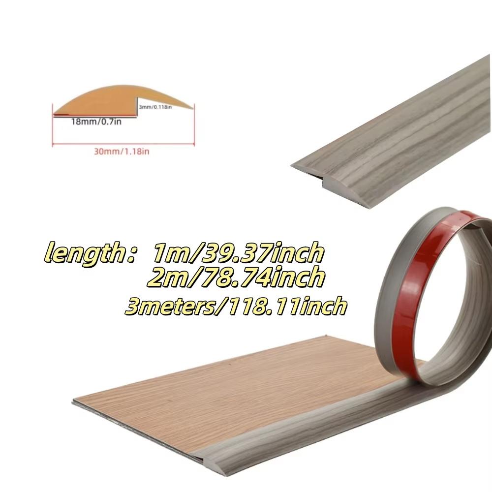 1pc 1m/39.37in Self-Adhesive Floor Transition Strip, Flexible Wood Grain Design Edging for Carpet, Laminate&Floors, Threshold