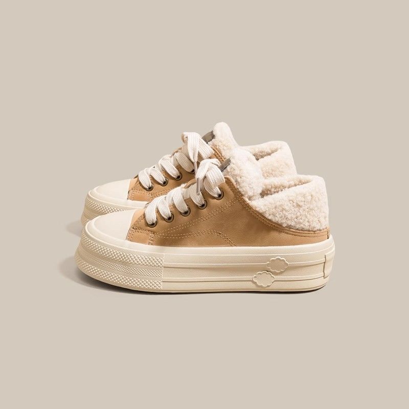 Winter niche warm design two wear board shoes women fleece leisure sports two cotton shoes women