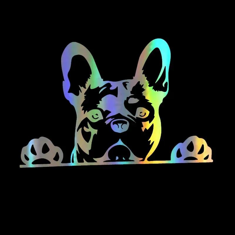 Autoaufkleber Pfoten hoch Französische Bulldogge Frenchie Bully Hund Dekoration Vinyl Aufkleber Reflektierend Laser 3D Autoaufkleber Auto Styling