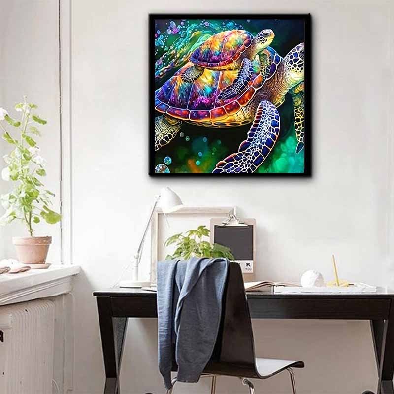 New Arrival 5D DIY Full Circle Diamond Painting "Big and Little Turtles" Embroidery Cross Stitch Home Decor Gift