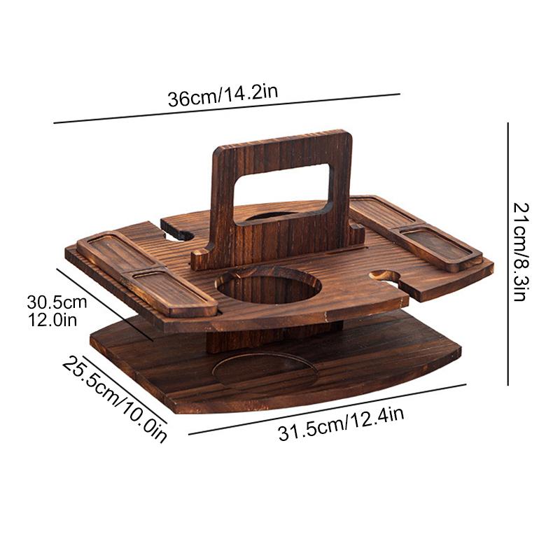 1 ks Dřevěný Lehký Ruční Přírodní Nosič na Svačinu a Nápoje Skládací Piknikový Stohovatelný Vícevrstvý Rustikální 36x31x26cm