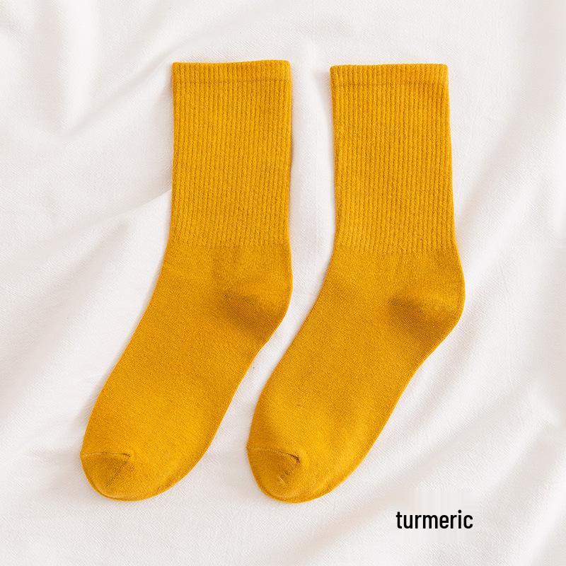 

Женские хлопковые носки до середины икры - Однотонные, Высокая эластичность, Универсальный пузырчатый стиль для осени и зимы. One Size