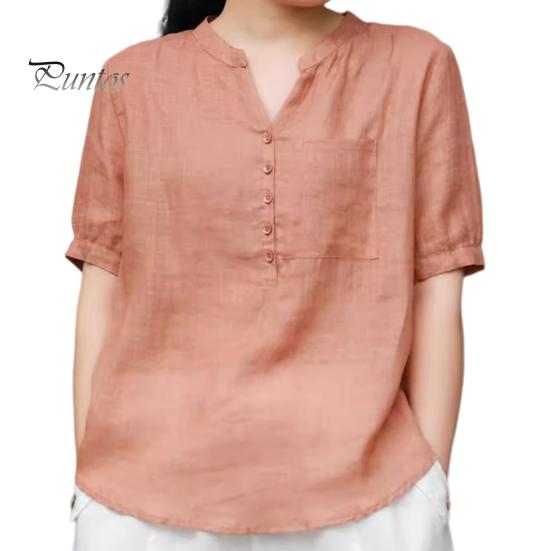 

Женская рубашка с v-образным вырезом и пуговицами, половина планки, накладной карман, пуловер с короткими рукавами, однотонные свободные повседневные топы XXXL