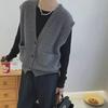 Women's Gray Knitted Vest Cardigan – Stylish, Casual Sleeveless Spring 2025 Top