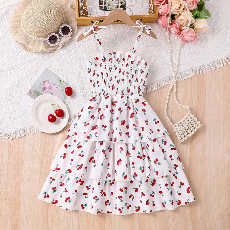 

Лето 2025 года Платье на подтяжках для девочек Платья-торты для девочек 120